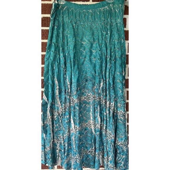 Reba Dresses & Skirts - Reba Turquoise Lacy Lined Long Skirt Size XL